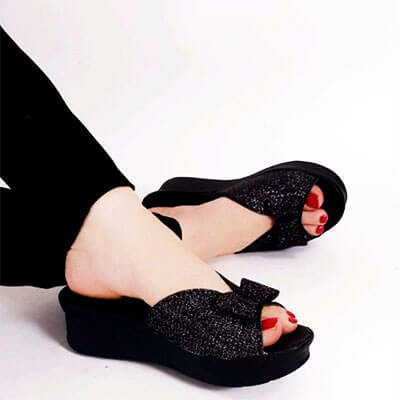 صندل مشکی سبک لژدار